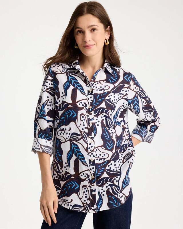 Printed No Iron Linen Shirt - image 1